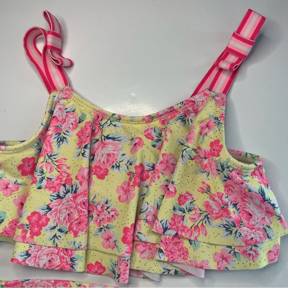 Nicole Miller New York Girls Large 12 Two Piece Bathing Suit Floral PRELOVED - Picture 3 of 10
